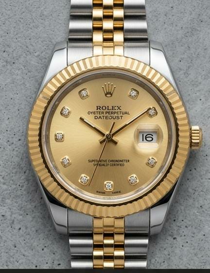 Rolex Oyster Perpetual Datejust Two-Tone Gold Dial with Diamond Hour Markers | Timeless Luxury
