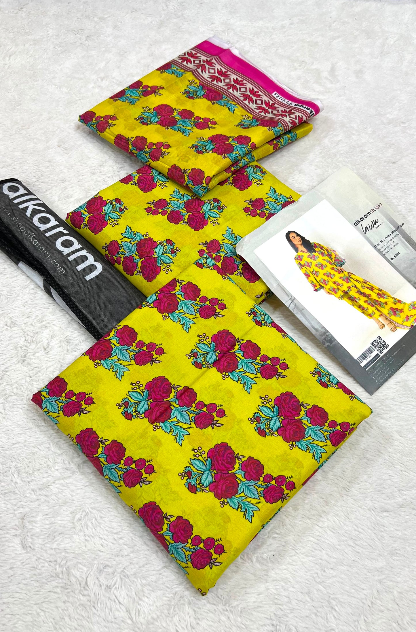 Alkaram 💯 Original Stock Printed Lawn 3Pc