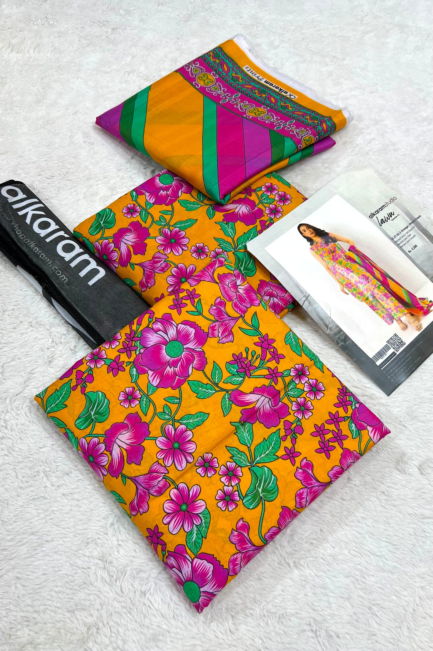 Alkaram 💯 Original Stock Printed Lawn 3Pc