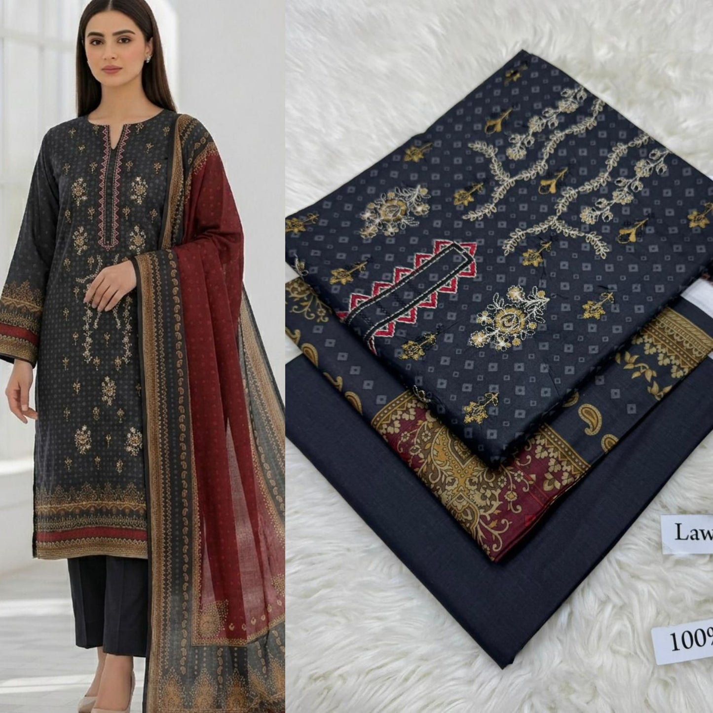 LAWN WITH LAWN DUPATTA VOLUME