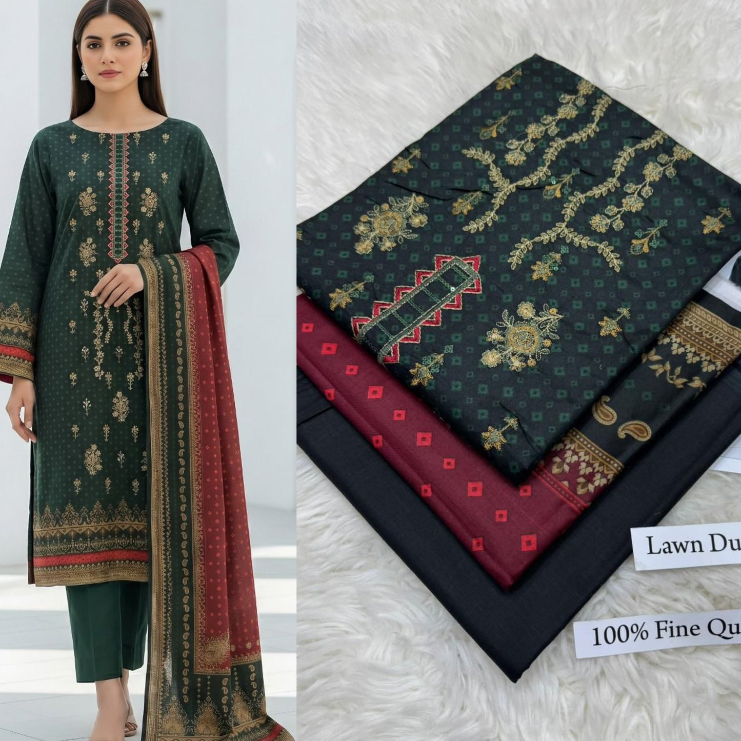 LAWN WITH LAWN DUPATTA VOLUME