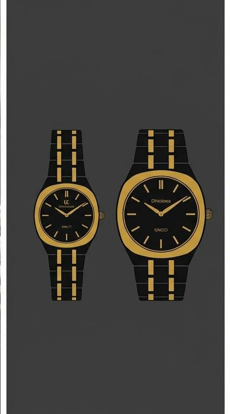 His & Hers Black & Gold Matching Quartz Watch Set – Luxury Couple Collection