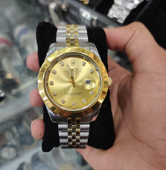Rolex Oyster Perpetual Datejust Two-Tone Gold Dial with Diamond Hour Markers | Timeless Luxury