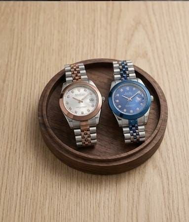 Luxury Men's Analog Wrist Watch – Premium Stainless Steel Strap | Available in Rose Gold & Blue Color Variants