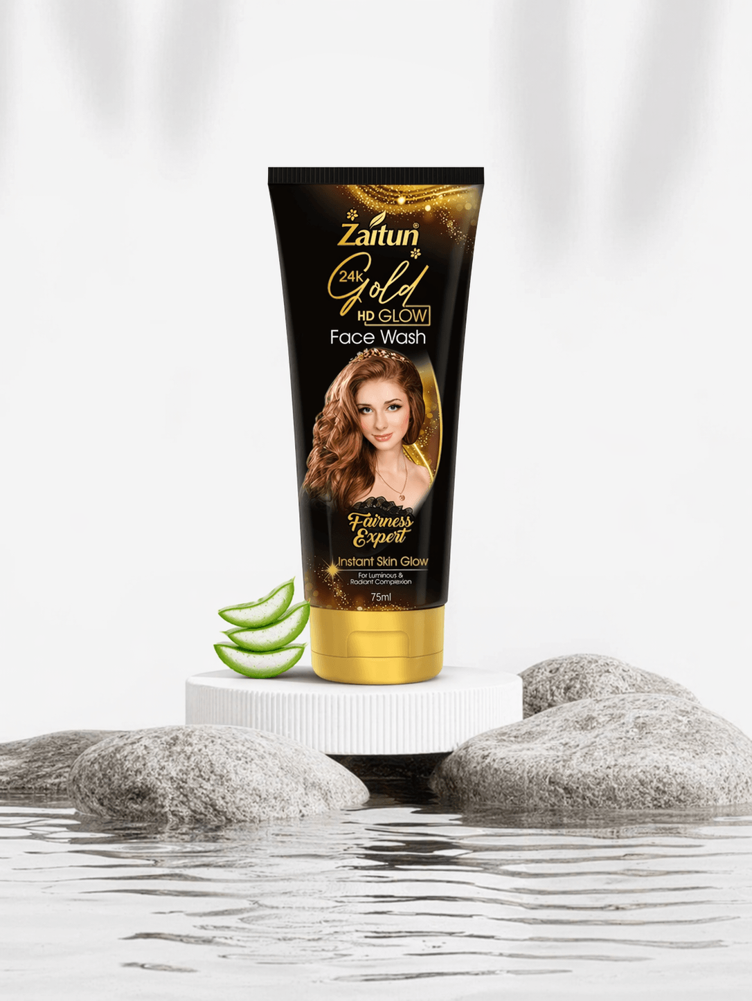 Zaitun 24K Gold HD Glow Face Wash – Fairness Expert for Radiant Complexion (75ml)
