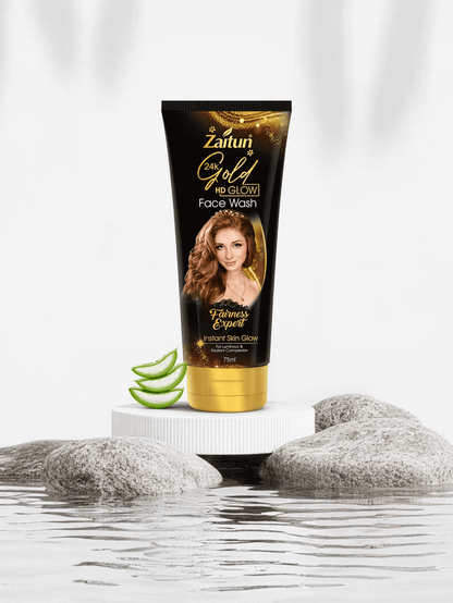 Zaitun 24K Gold HD Glow Face Wash – Fairness Expert for Radiant Complexion (75ml)